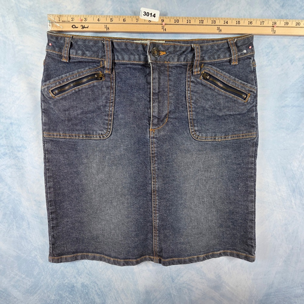 Route 66 Womens Denim Mini Skirt Size 12 Blue Medium Wash Zipper Pockets Y2K